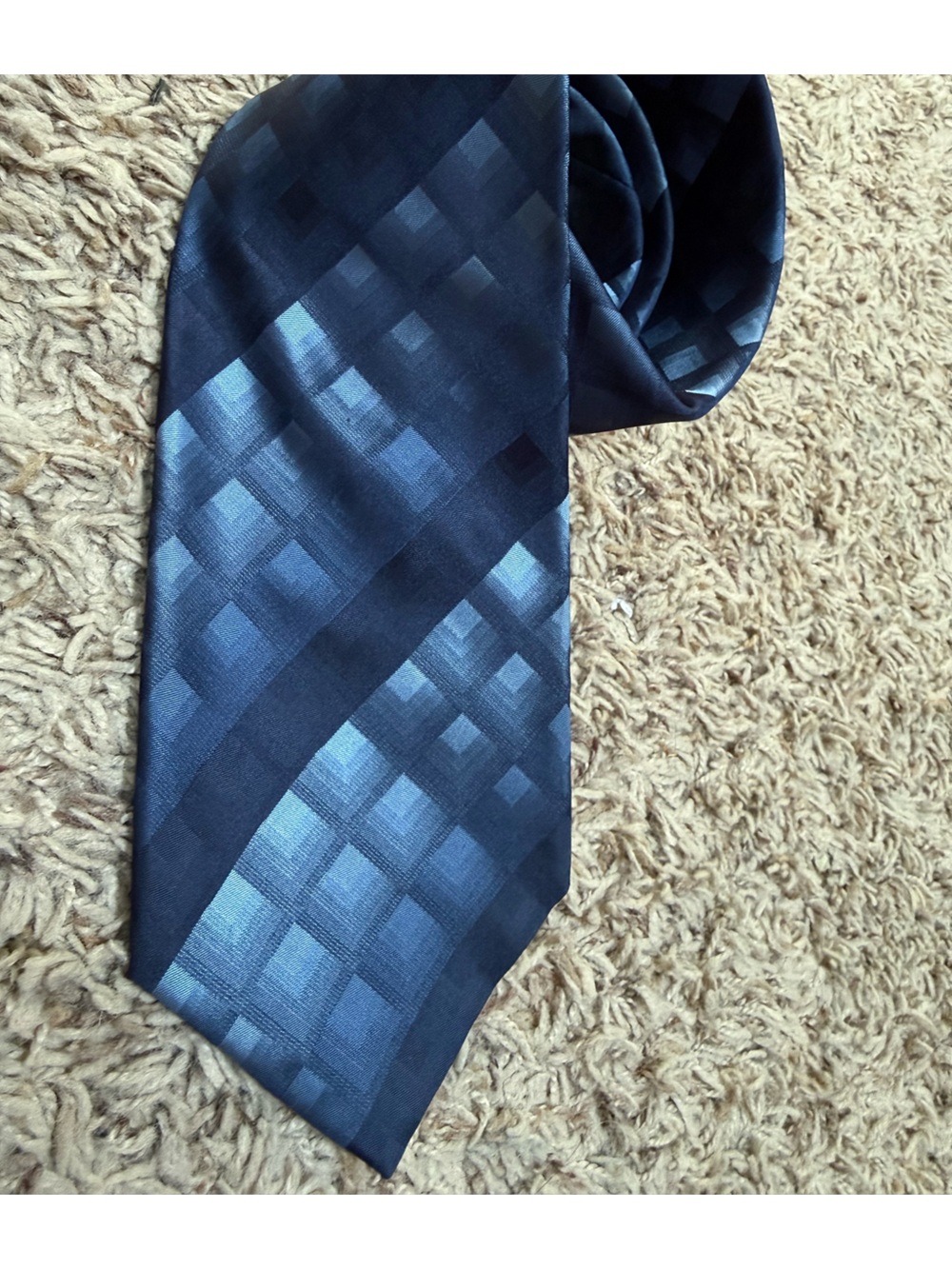 John Ashford- Men's two tone Blue Patterned Silk Tie